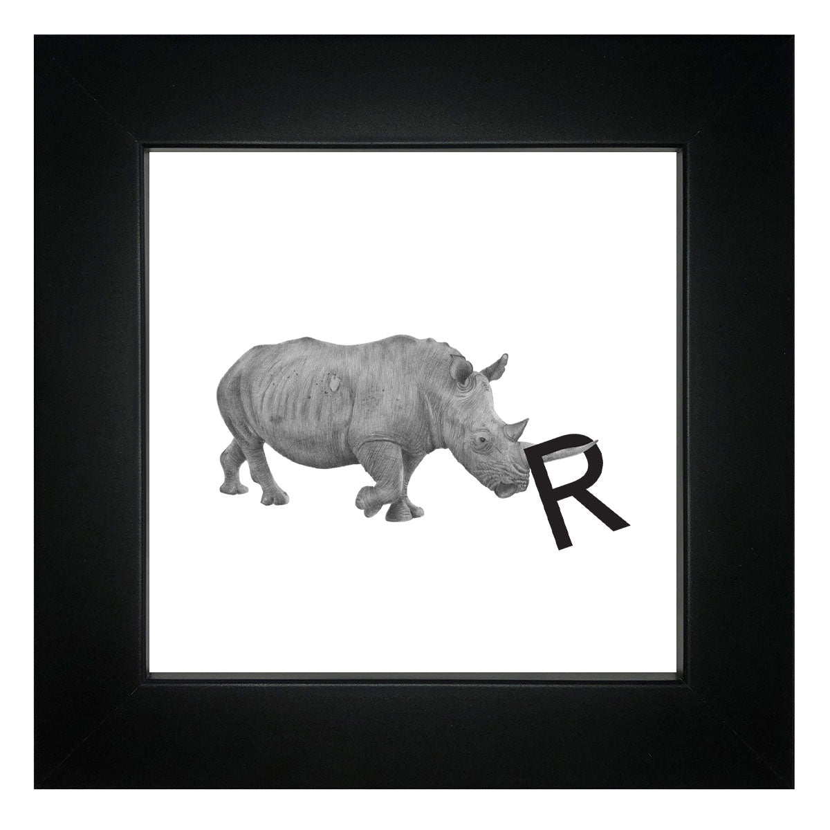 R is for Rhino Framed Giclee Print