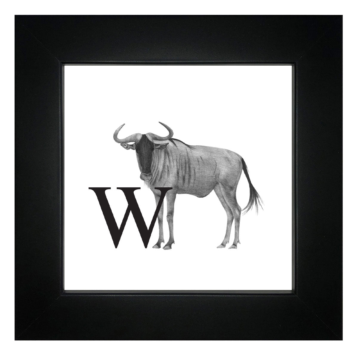 W is for Wildebeest Framed Giclee Print