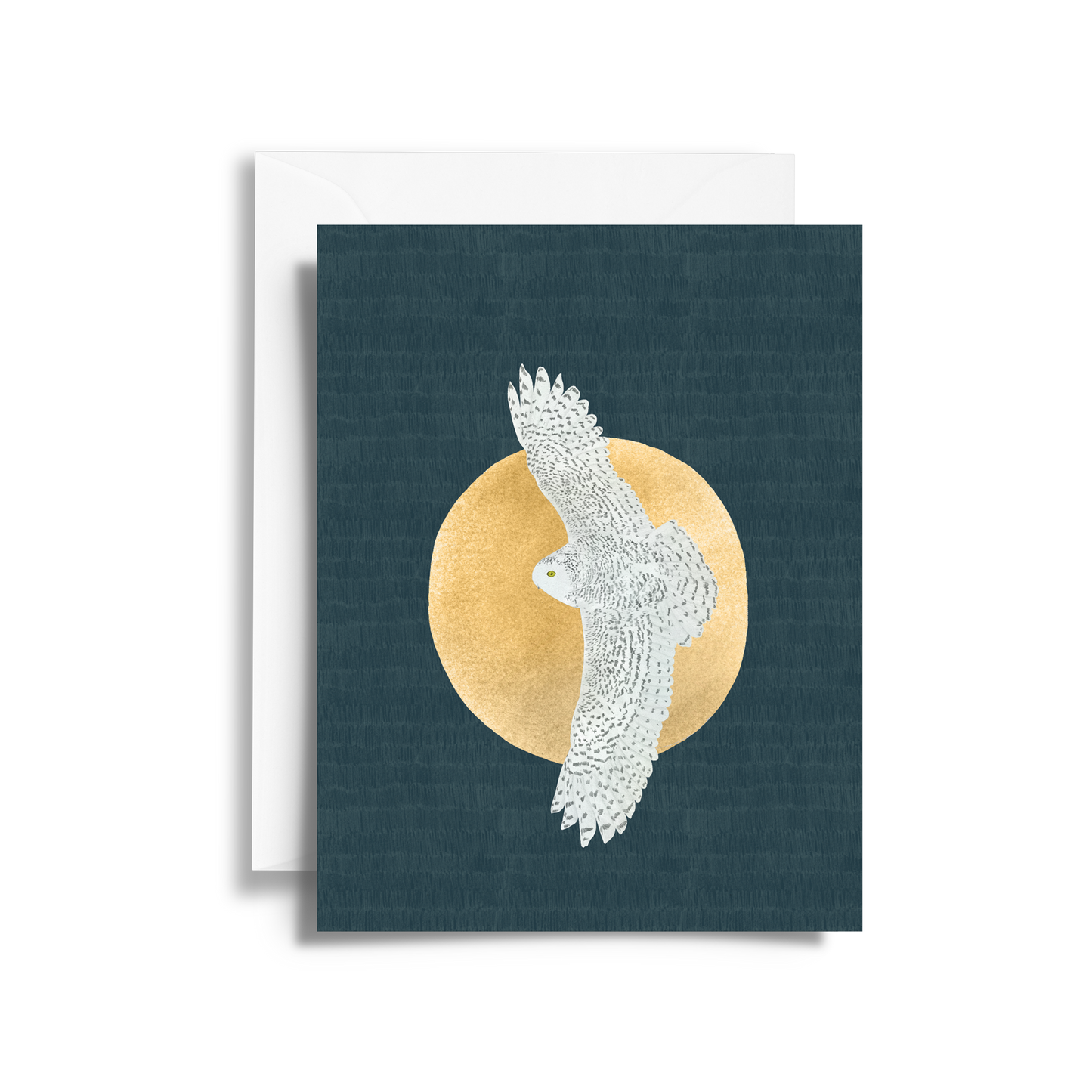 Snowy Owl & Golden Moon Fine Art Card